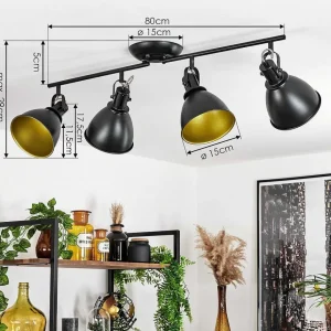 hofstein Lampes Dorees>Plafonnier Koppom Noir, 4 Lumieres