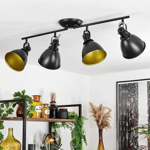 hofstein Lampes Dorees>Plafonnier Koppom Noir, 4 Lumieres