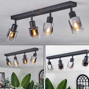 hofstein Lampes En Verre Fume>Plafonnier Leteque Noir, 4 Lumieres