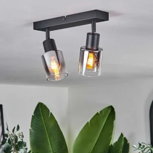 hofstein Lampes En Verre Fume>Plafonnier Leteque Noir, 2 Lumieres