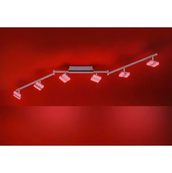 Luminaires Leuchten Direkt Luminaires Interieurs Connectes>Plafonnier Leuchten-Direkt Sabi Led Nickel Mat, 6 Lumieres, Telecommandes, Changeur De Couleurs