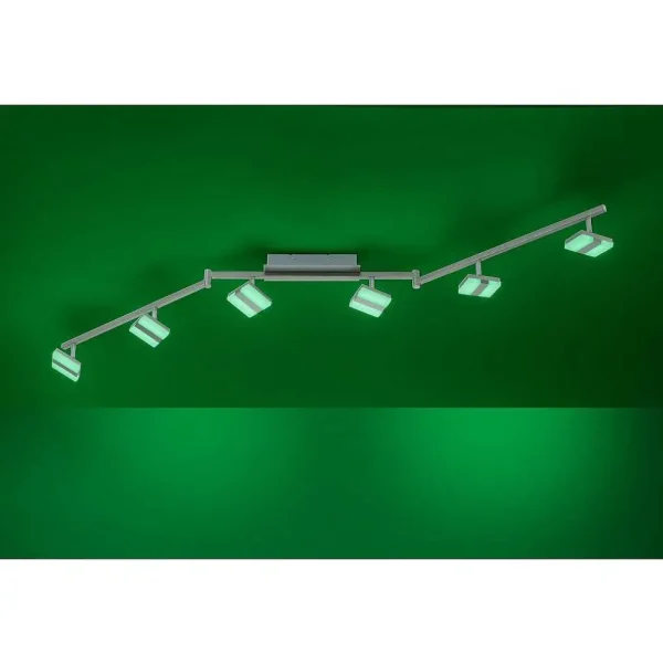 Luminaires Leuchten Direkt Luminaires Interieurs Connectes>Plafonnier Leuchten-Direkt Sabi Led Nickel Mat, 6 Lumieres, Telecommandes, Changeur De Couleurs