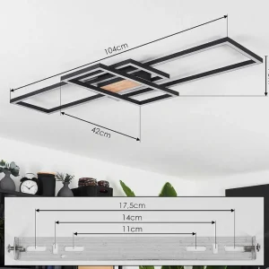 hofstein Plafonniers>Plafonnier Longos Led Brun, Couleur Bois, Noir, 1 Lumiere