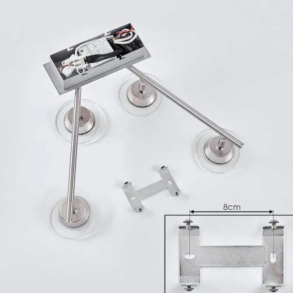 hofstein Spots Et Projecteurs>Plafonnier Marsen Led Chrome, Nickel Mat, 4 Lumieres, Telecommandes, Changeur De Couleurs