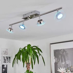 hofstein Spots Et Projecteurs>Plafonnier Marsen Led Chrome, Nickel Mat, 4 Lumieres, Telecommandes, Changeur De Couleurs