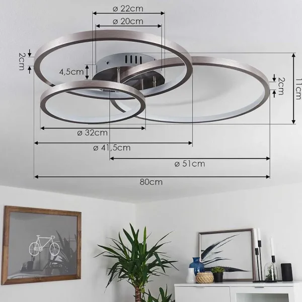 hofstein Luminaires Interieurs Connectes>Plafonnier Moemoto Led Nickel Mat, 1 Lumiere, Telecommandes