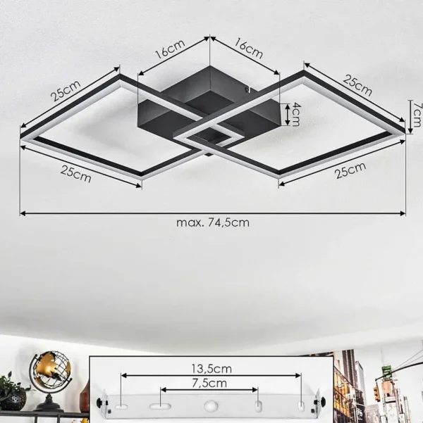 hofstein Plafonniers>Plafonnier Obo Led Noir, 1 Lumiere