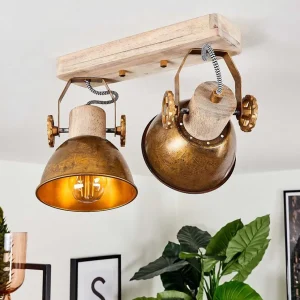 hofstein Lampes Dorees>Plafonnier Orny Bronze, Bois Clair, 2 Lumieres