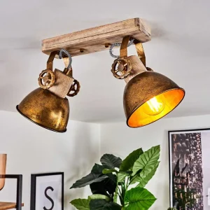 hofstein Lampes Dorees>Plafonnier Orny Bronze, Bois Clair, 2 Lumieres