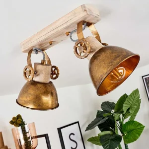 hofstein Lampes Dorees>Plafonnier Orny Bronze, Bois Clair, 2 Lumieres