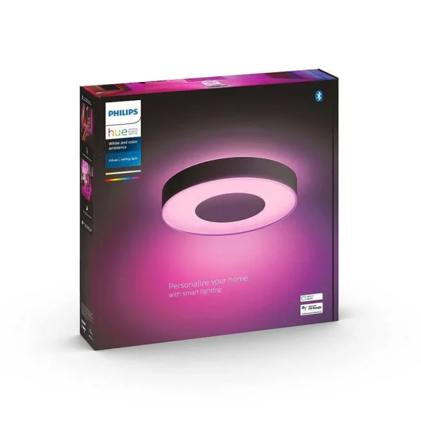 Luminaires Philips Luminaires Interieurs Connectes>Plafonnier Philips Hue Infuse Led Noir, 1 Lumiere, Changeur De Couleurs