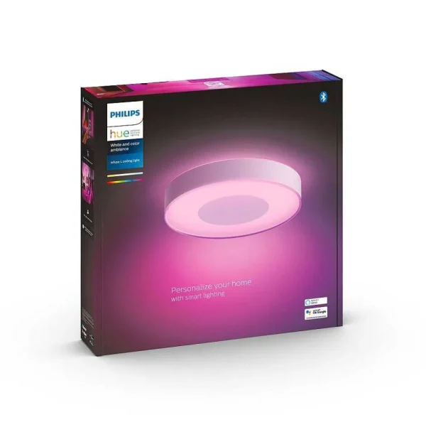 Luminaires Philips Philips Hue>Plafonnier Philips Hue Infuse Led Blanc, 1 Lumiere, Changeur De Couleurs