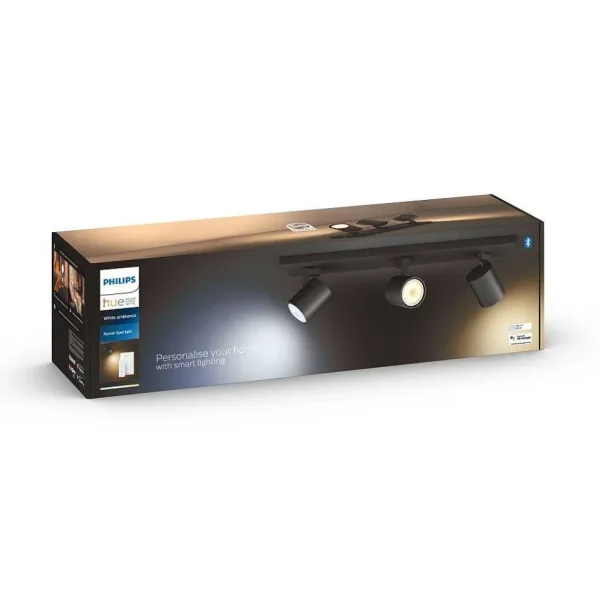 Luminaires Philips Philips Hue>Plafonnier Philips Hue Runner Led Noir, 3 Lumieres, Telecommandes