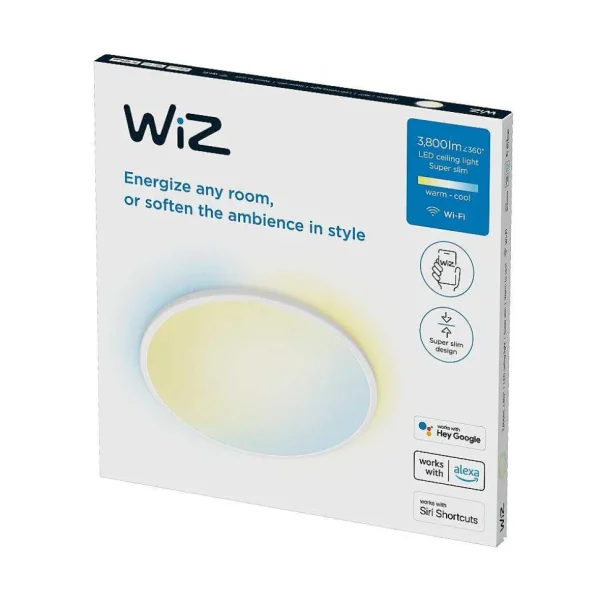 Luminaires Philips Wiz>Plafonnier Philips Wiz Superslim Led Blanc, 1 Lumiere, Changeur De Couleurs