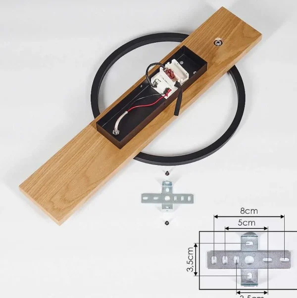 hofstein Éclairage Led>Plafonnier Pompu Led Bois Clair, Noir, 1 Lumiere