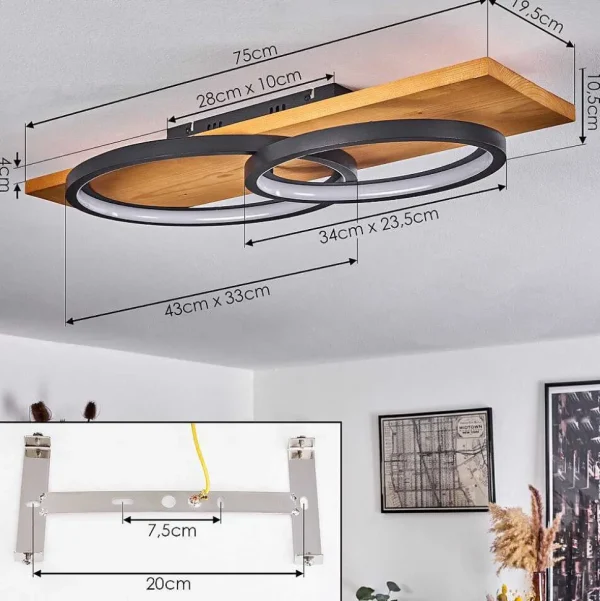 hofstein Plafonniers>Plafonnier Pompu Led Ecru, Noir, 1 Lumiere