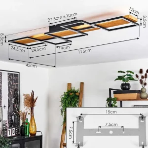 hofstein Plafonniers>Plafonnier Pompu Led Ecru, Noir, 1 Lumiere