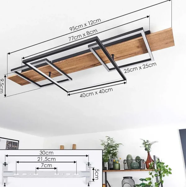 hofstein Plafonniers>Plafonnier Pompu Led Ecru, Noir, 1 Lumiere