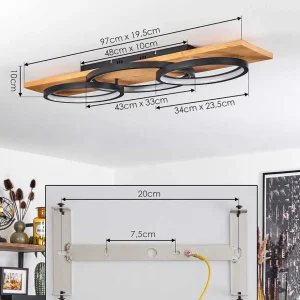 hofstein Plafonniers>Plafonnier Pompu Led Ecru, Noir, 1 Lumiere