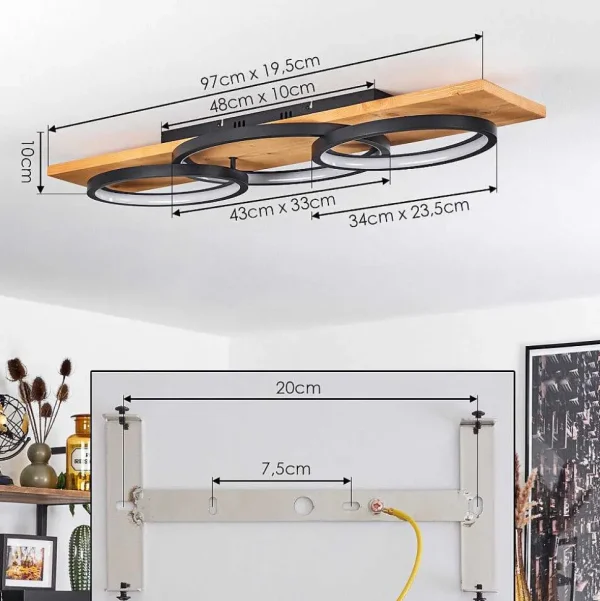 hofstein Plafonniers>Plafonnier Pompu Led Ecru, Noir, 1 Lumiere