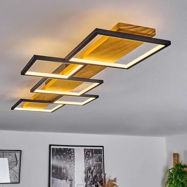 hofstein Plafonniers>Plafonnier Pompu Led Ecru, Noir, 1 Lumiere