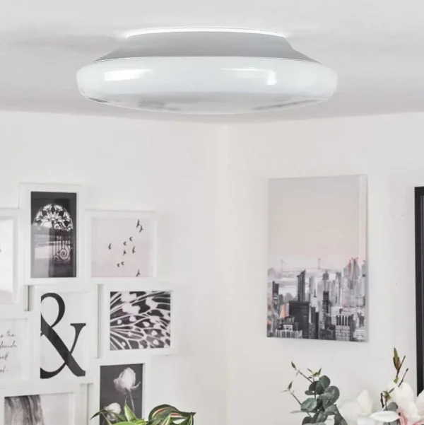 hofstein Luminaires Interieurs Connectes>Plafonnier Ral Led Argente, Blanc, 1 Lumiere, Telecommandes, Changeur De Couleurs