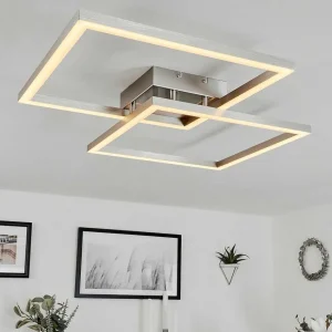 hofstein Luminaires Interieurs Connectes>Plafonnier Relous Led Acier Inoxydable, 2 Lumieres, Telecommandes, Changeur De Couleurs