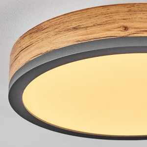 hofstein Luminaires Scandinaves>Plafonnier Salmi Led Anthracite, Brun, Couleur Bois, 1 Lumiere