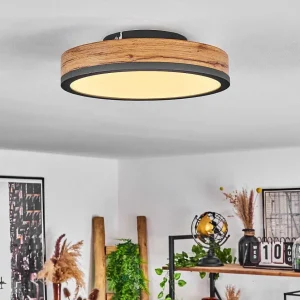 hofstein Luminaires Scandinaves>Plafonnier Salmi Led Anthracite, Brun, Couleur Bois, 1 Lumiere