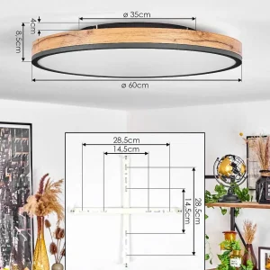 hofstein Éclairage Led>Plafonnier Salmi Led Anthracite, Brun, Couleur Bois, Noir, 1 Lumiere, Telecommandes