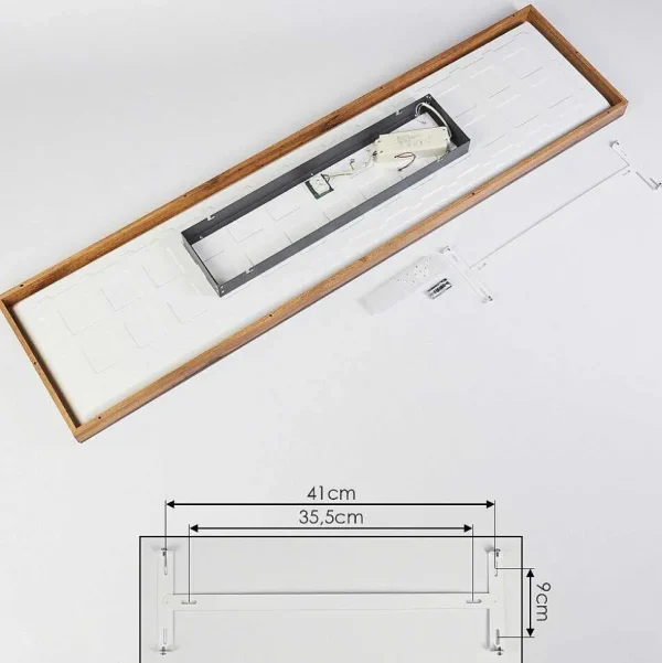 hofstein Plafonniers>Plafonnier Salmi Led Couleur Bois, Noir, Blanc, 1 Lumiere, Telecommandes