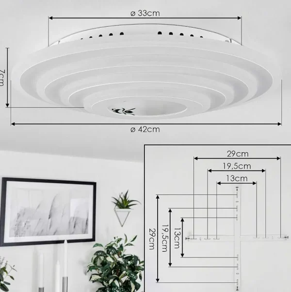 hofstein Luminaires Interieurs Connectes>Plafonnier Takok Led Blanc, 1 Lumiere, Telecommandes