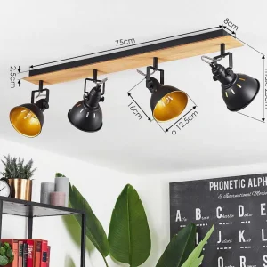 hofstein Lampes Industrielles>Plafonnier Tina Chrome, Ecru, Noir, 4 Lumieres