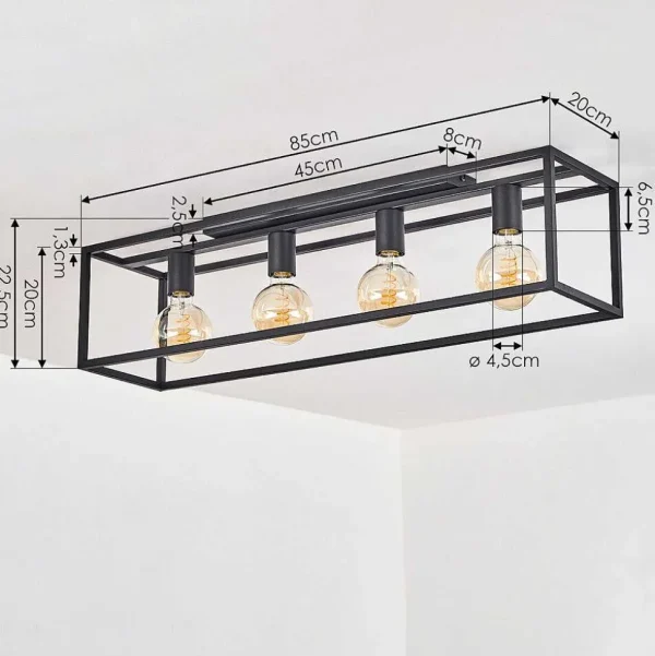 hofstein Lampes Industrielles>Plafonnier Wick Noir, 4 Lumieres