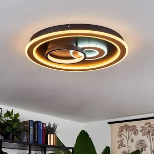 hofstein Luminaires Interieurs Connectes>Plafonnier Xamontarupt Led Brun, Couleur Bois, Noir, 1 Lumiere, Telecommandes