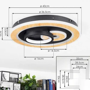 hofstein Luminaires Interieurs Connectes>Plafonnier Xamontarupt Led Brun, Couleur Bois, Noir, 1 Lumiere, Telecommandes