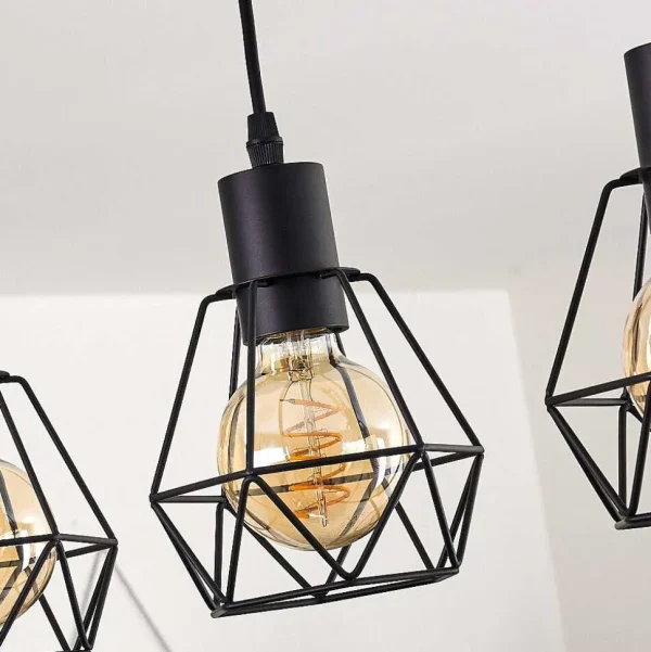 hofstein Lampes En Bois>Plafonnier Yaak Bois Clair, Noir, 4 Lumieres