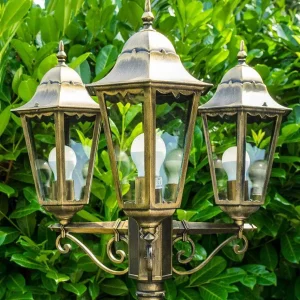 hofstein Balises Lumineuses>Reverbere Hong Kong Bronze Transparent, 3 Lumieres