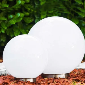 hofstein Lampes Solaires>Set De Boules Lumineuses Solaires Led Acier Inoxydable, 2 Lumieres