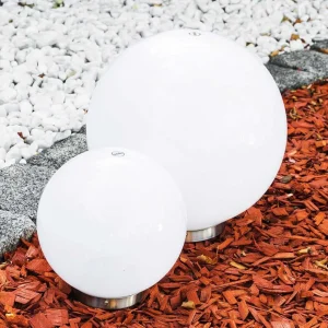 hofstein Lampes Solaires>Set De Boules Lumineuses Solaires Led Acier Inoxydable, 2 Lumieres