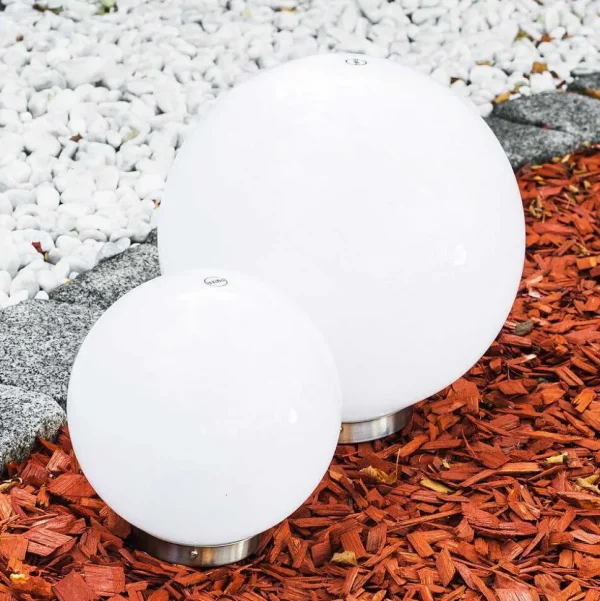 hofstein Lampes Solaires>Set De Boules Lumineuses Solaires Led Acier Inoxydable, 2 Lumieres