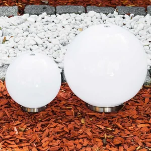 hofstein Lampes Solaires>Set De Boules Lumineuses Solaires Led Acier Inoxydable, 2 Lumieres