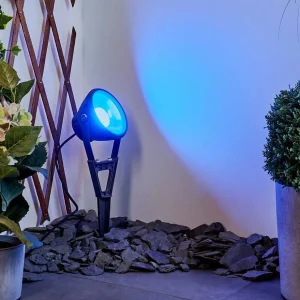 hofstein Balises Lumineuses>Spot De Jardin Phniet Led Noir, 1 Lumiere, Telecommandes, Changeur De Couleurs