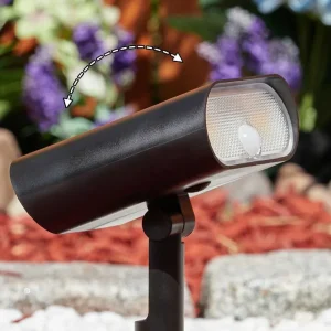 hofstein Lampes Solaires>Spot De Jardin Usmagama Solar Led Noir, 1 Lumiere, Detecteur De Mouvement, Changeur De Couleurs