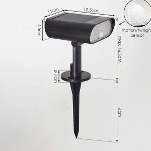 hofstein Lampes Solaires>Spot De Jardin Usmagama Solar Led Noir, 1 Lumiere, Detecteur De Mouvement, Changeur De Couleurs