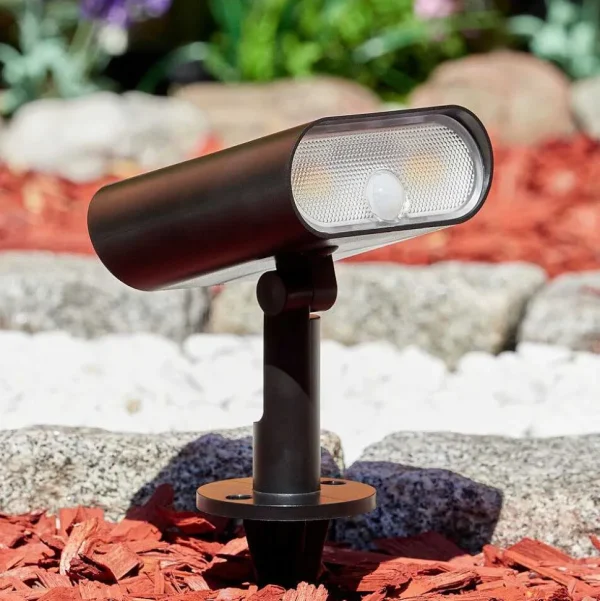 hofstein Lampes Solaires>Spot De Jardin Usmagama Solar Led Noir, 1 Lumiere, Detecteur De Mouvement, Changeur De Couleurs