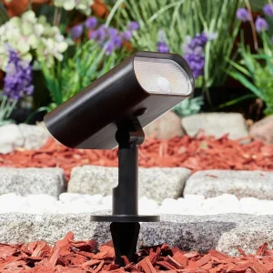 hofstein Lampes Solaires>Spot De Jardin Usmagama Solar Led Noir, 1 Lumiere, Detecteur De Mouvement, Changeur De Couleurs