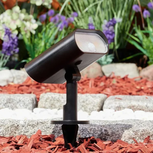 hofstein Lampes Solaires>Spot De Jardin Usmagama Solar Led Noir, 1 Lumiere, Detecteur De Mouvement, Changeur De Couleurs