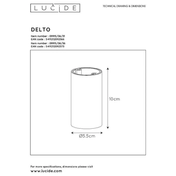 Luminaires Lucide Spots Professionnels>Spot De Plafond Lucide Delto Led Blanc, 1 Lumiere