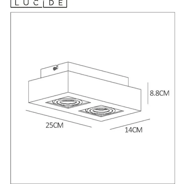 Luminaires Lucide Spots Professionnels>Spot De Plafond Lucide Xirax Led Noir, 2 Lumieres